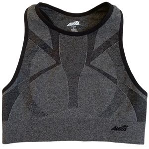 🎄 NWOT AVIA HALTER STYLE  BLACK/GRAY WORKOUT TOP LIGHTWEIGHT STRETCH MEDIUM